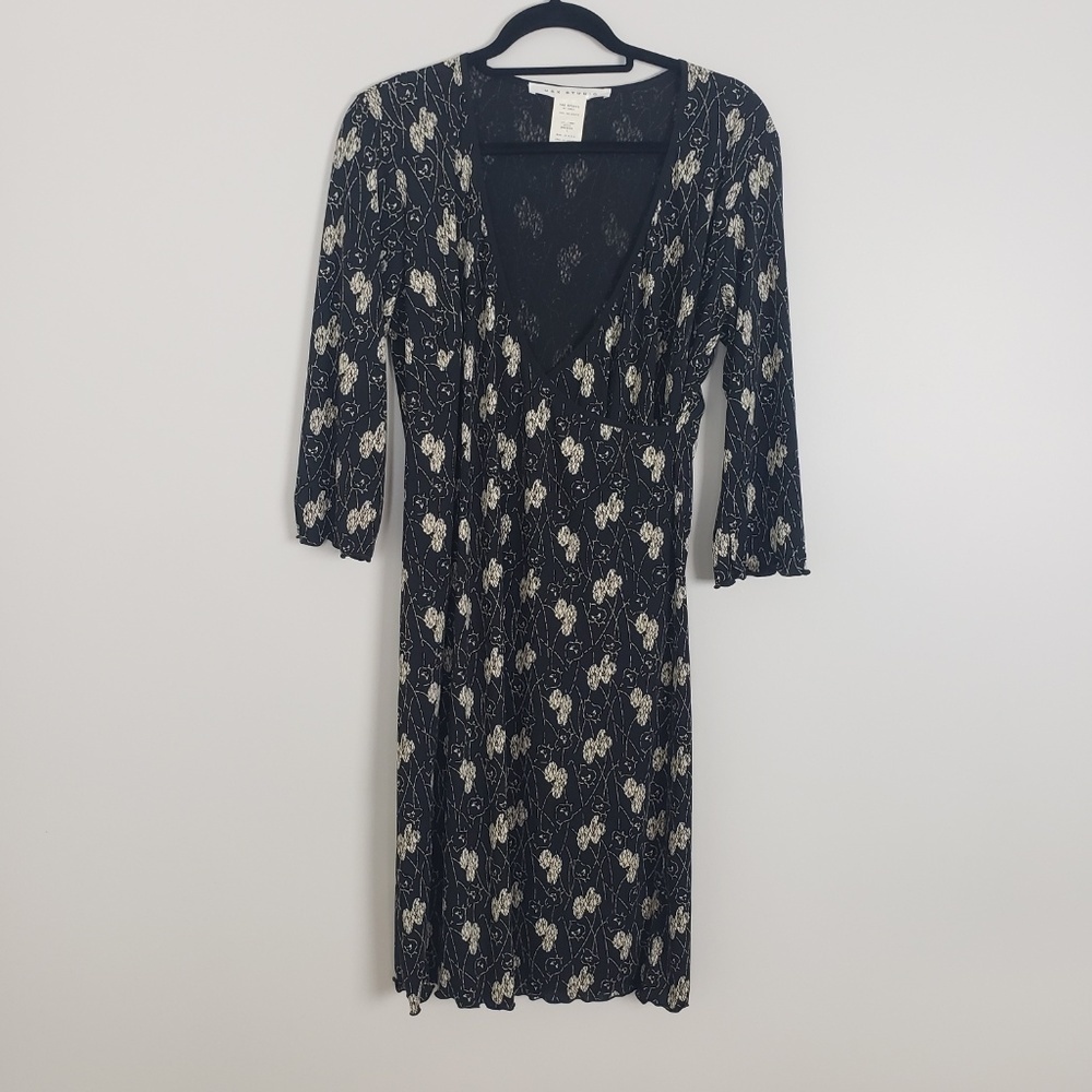 Max Studio black dress, wrap front, 3/4 sleeve A2
